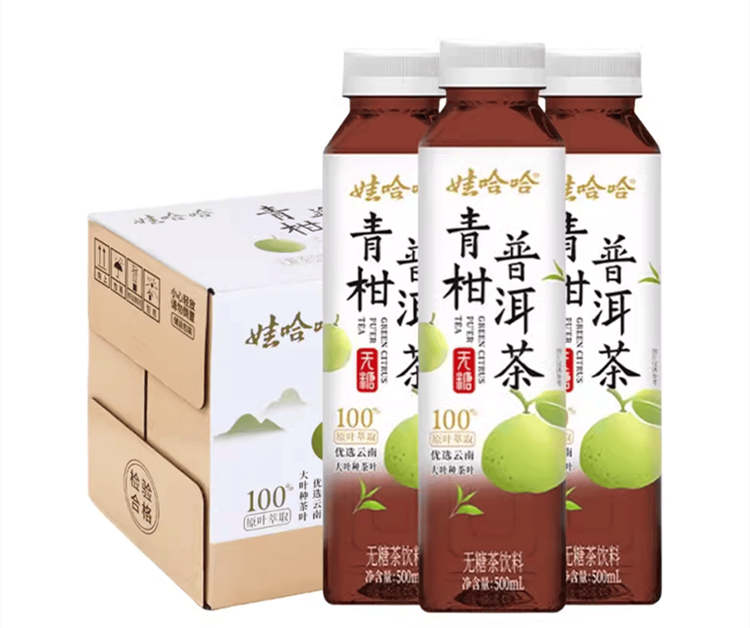 娃哈哈青柑普洱茶配料表及保质期，娃哈哈无糖茶500ml*15瓶饮品0糖0脂0卡青柑普洱茶