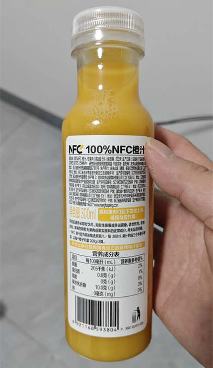 100%NFC果汁橙汁配料表及保质期多久，农夫山泉果汁100%NFC橙汁300ml