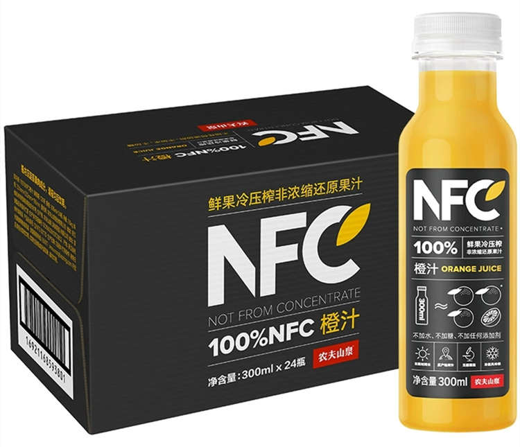 100%NFC果汁橙汁配料表及保质期多久，农夫山泉常温果汁100%NFC橙汁