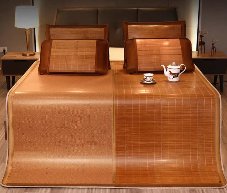 黄古林高端竹凉席藤席双面新款夏季三件套夏天可折叠席子