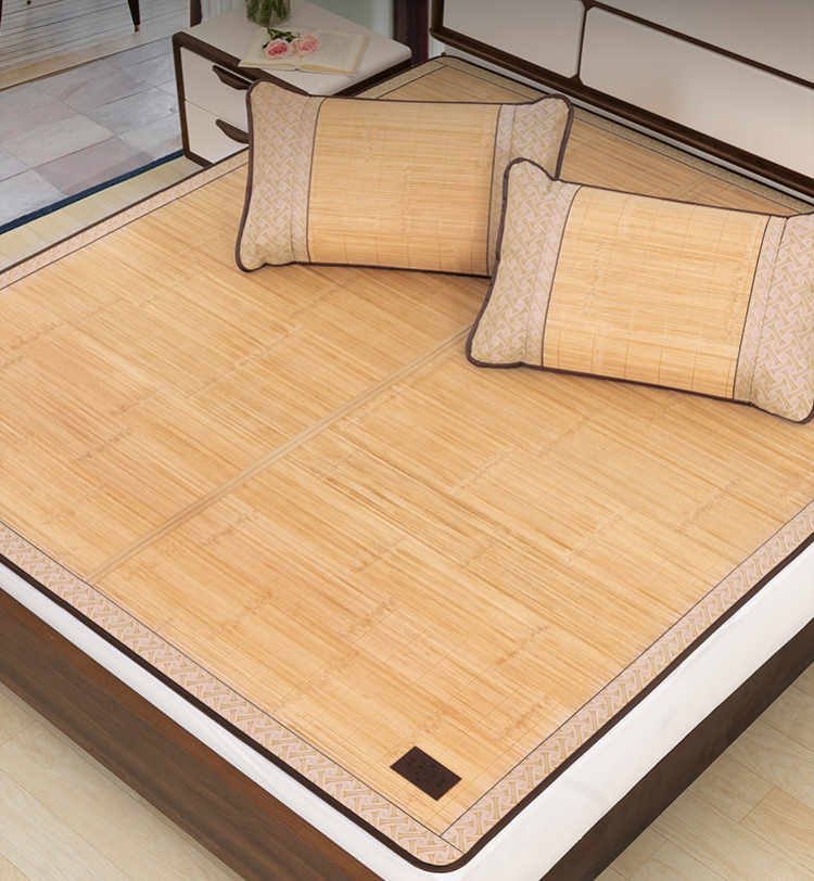 老席匠竹凉席折叠三件套1.5米单双人双面厚席子夏季空调席1.2