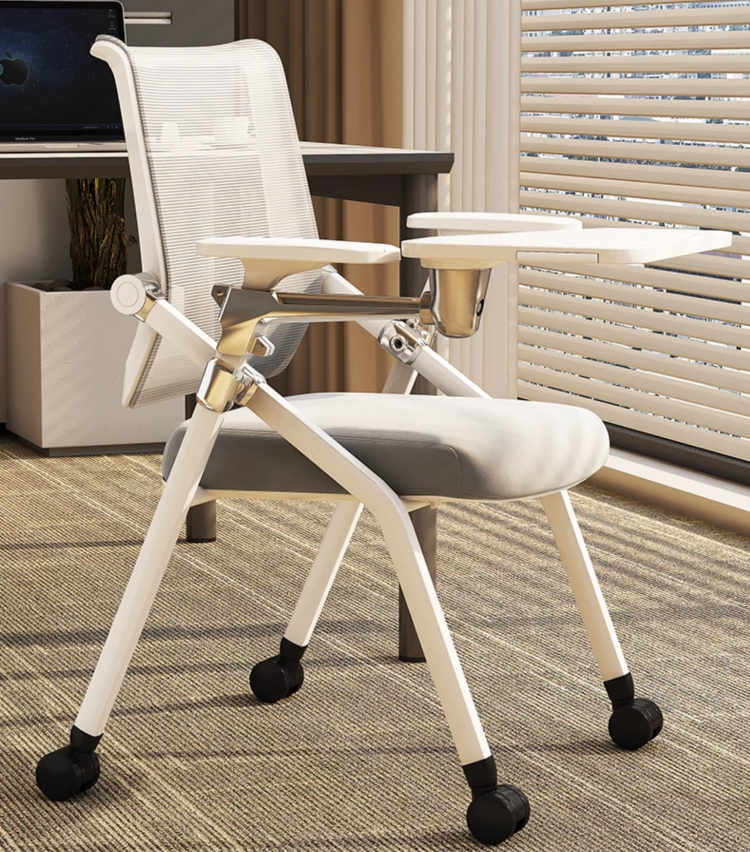 培训椅带桌板办公椅写字板靠背折叠椅带轮培训机构员工会议室椅子