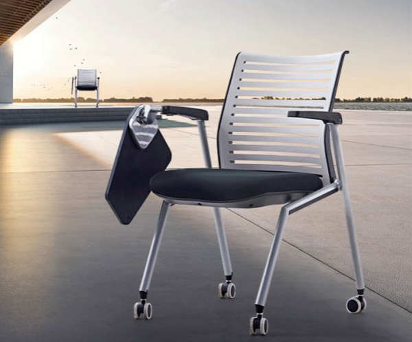 培训椅带写字板折叠会议椅学生桌椅一体会议室椅带滑轮椅