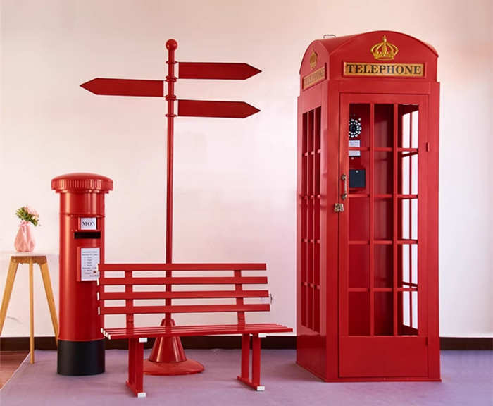 铁艺电话亭邮筒摆件大厅售楼落地场景展厅布置道具